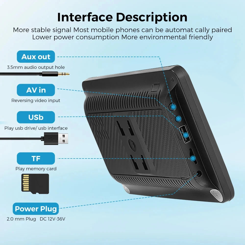Portable 7-Inch IPS Touch Screen Car Stereo
