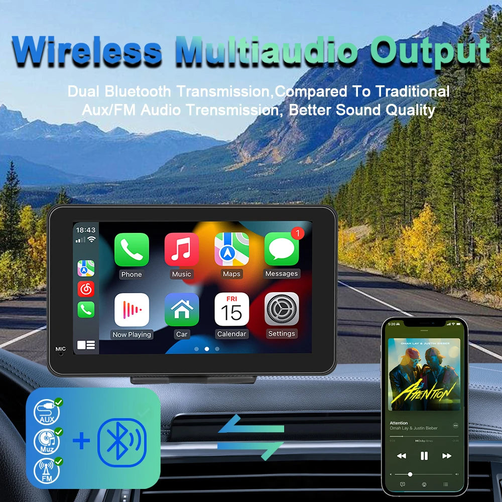Portable 7-Inch IPS Touch Screen Car Stereo