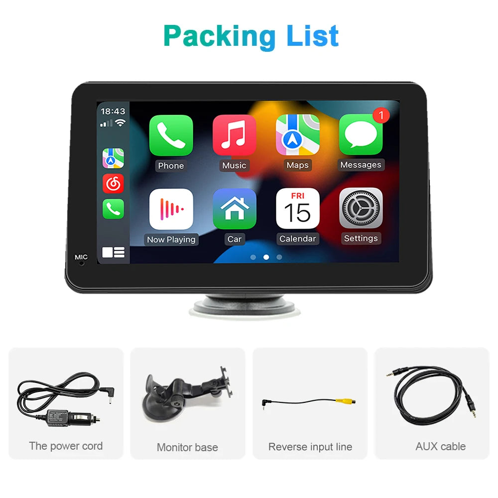 Portable 7-Inch IPS Touch Screen Car Stereo