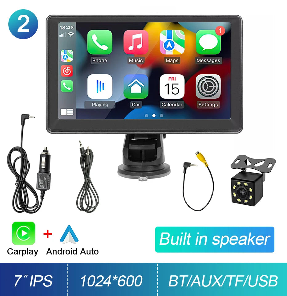 Portable 7-Inch IPS Touch Screen Car Stereo